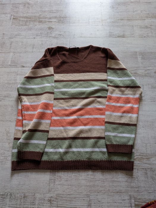 Brązowy Sweter w paski