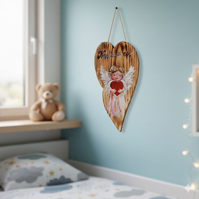 Anioł ręcznie malowany obraz na drewnie