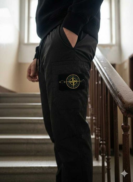 Нейлон — 1ОО% | Черные Штаны Stone Island GoreTex