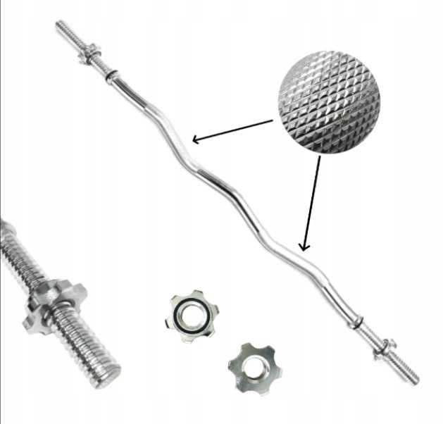 Gryf Lekko Łamany 120cm 30mm stalowy pełny NOWY