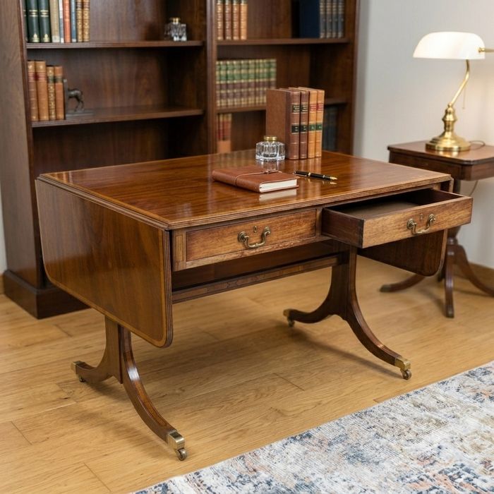 Mesa de escritório em Mogno Cayres | Com Abas Extensíveis