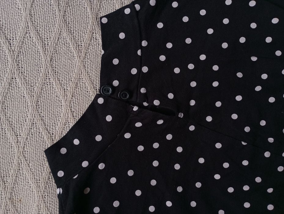 ASOS 42r długa czarna elegancka sukienka w groszki maxi bawełniana