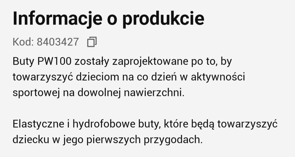 Buty sportowe dla dzieci rozmiar 33 marki Newfeel PW 100