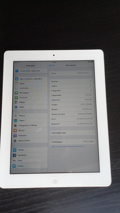 iPad 2 64GB Wifi prateado 9,7" 2a geração Apple