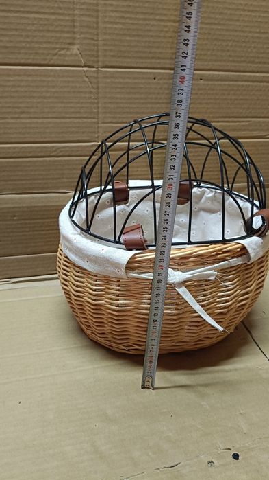 Koszyk rowerowy przedni z wikliny dla psa lub kota