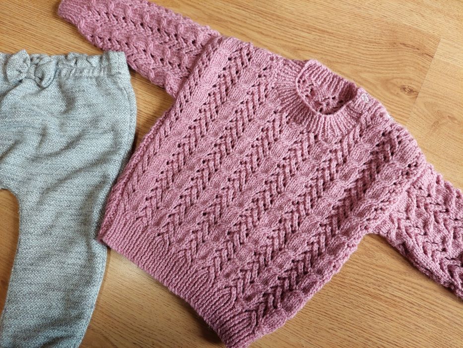 rozm. 74 zestaw sweterek handmade spodnie bluzka paka