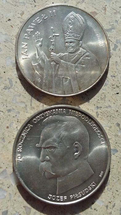 10000 zł 1987 Jan Paweł II 50000 zł 1988 Piłsudski piękne monety