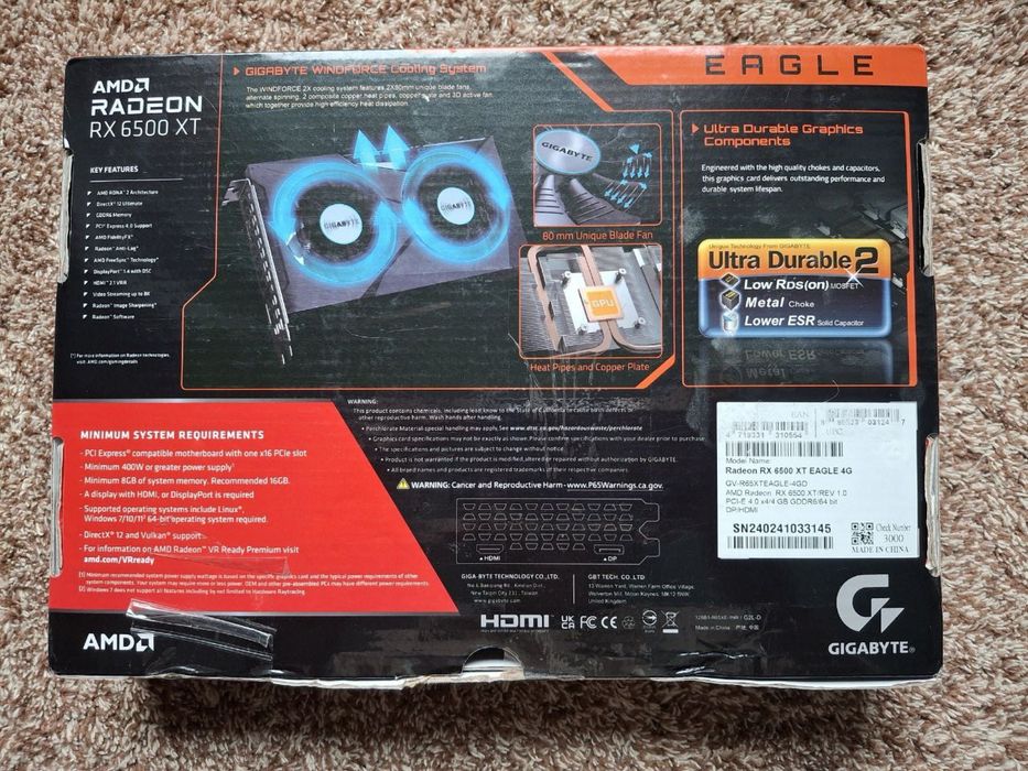 Відеокарта gigabyte radeon rx 6500 xt eagle 4g