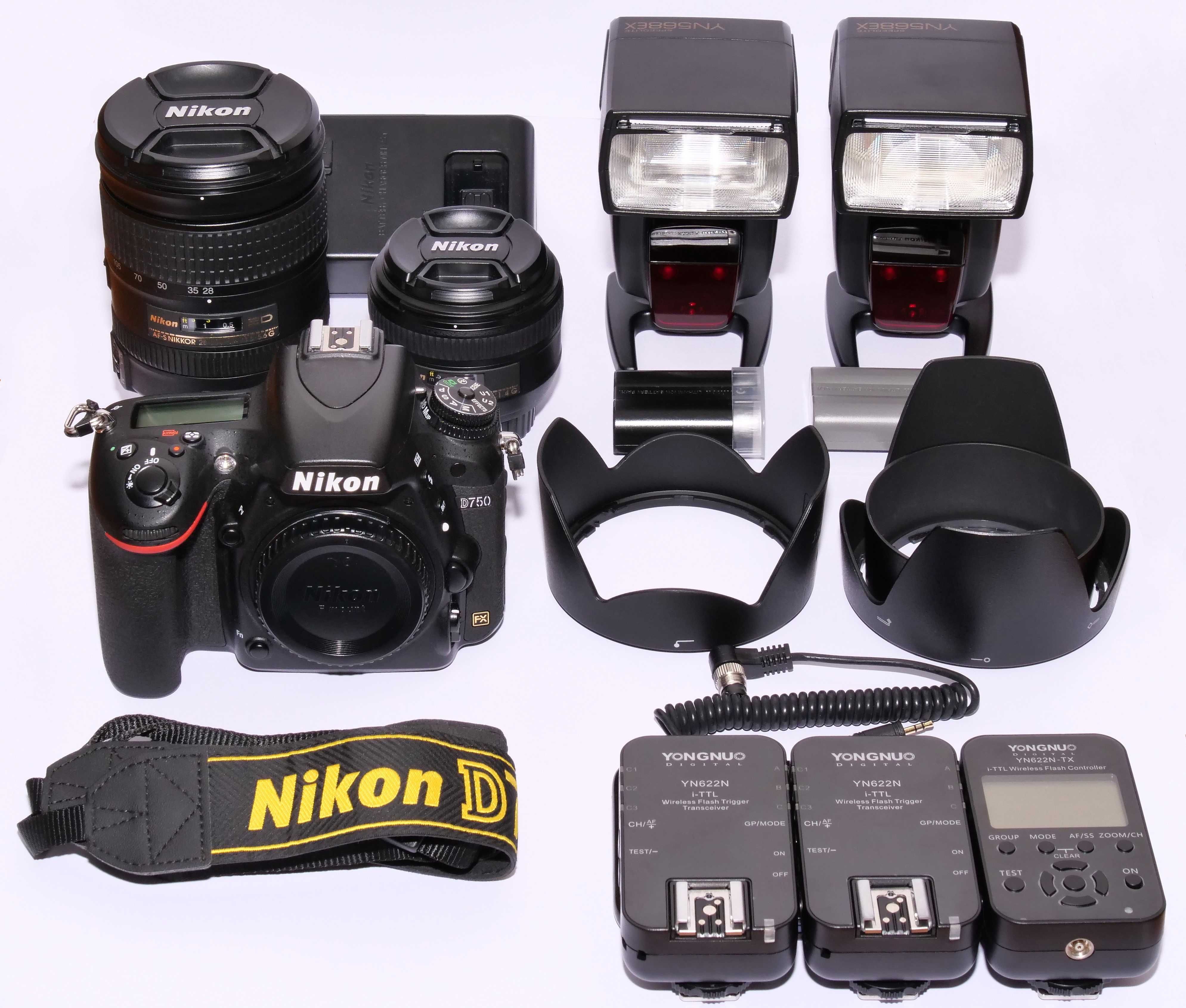 Nikon D750 + 28300mm ED VR + 50mm F1.4G + 2 flash + flash controlers