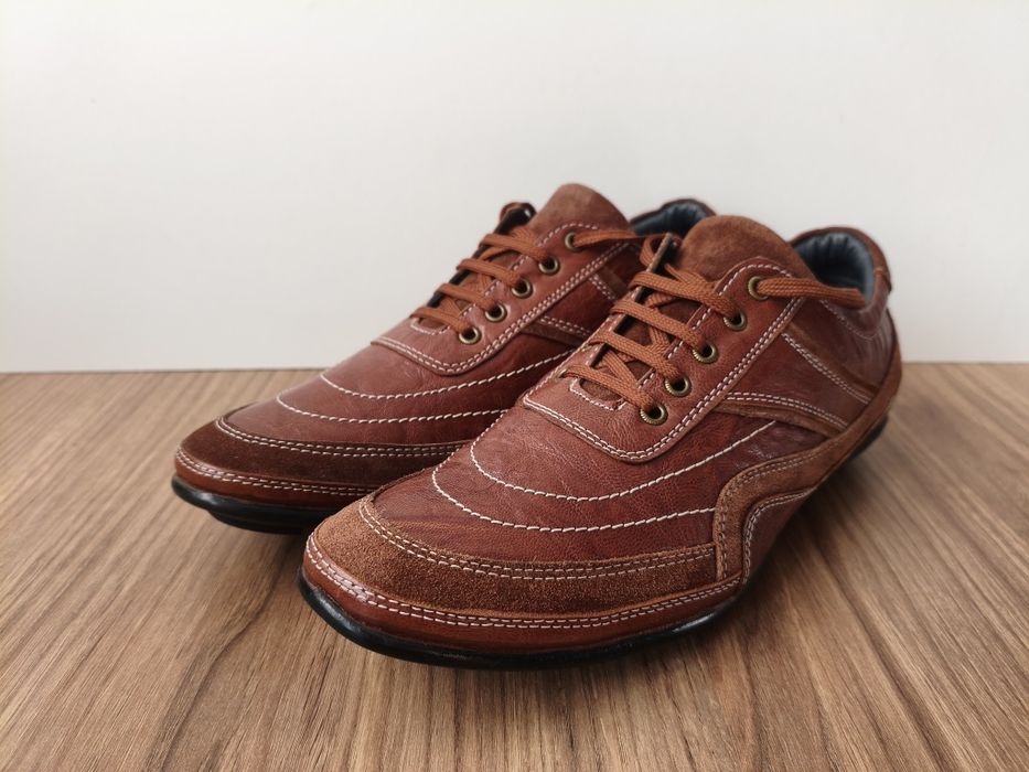 Buty Tag1 półbuty męskie skórzane sneakersy brązowe 40 26cm
