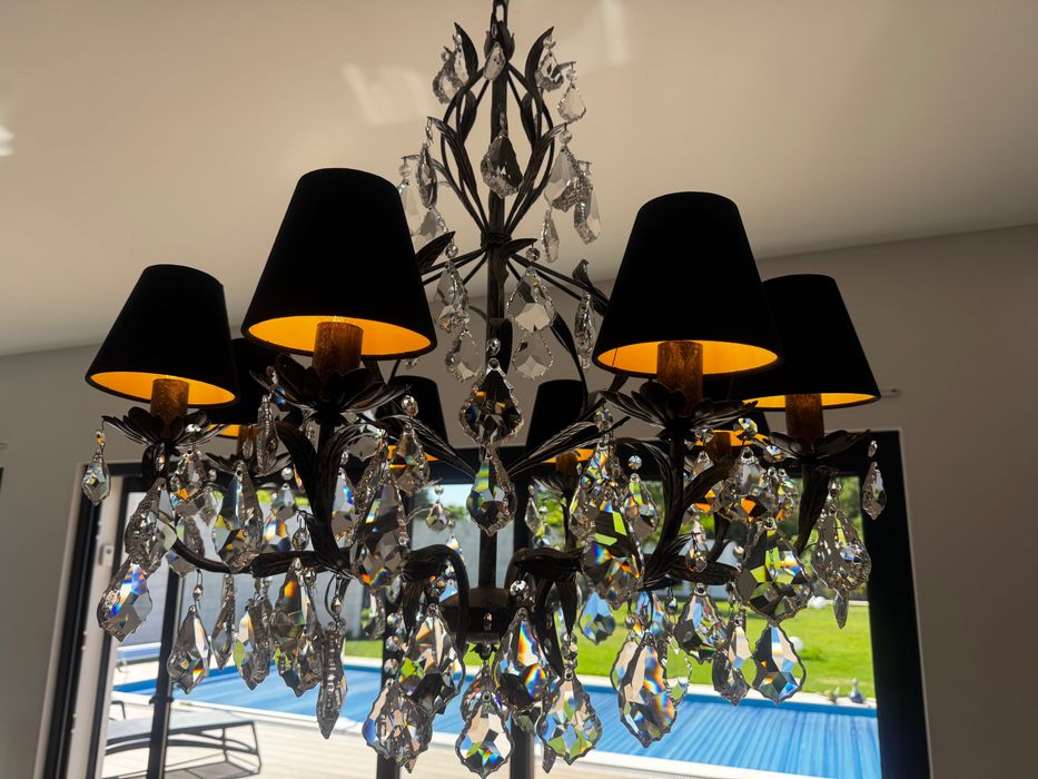 LUSTRE DE CRISTAL com 8 lâmpadas em estado perfeito