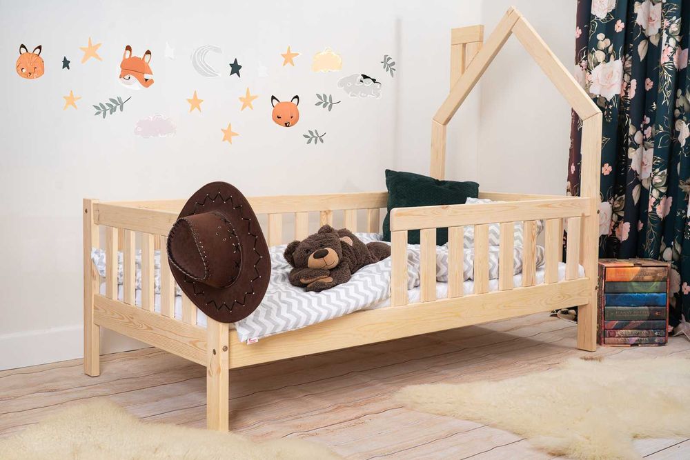 Łóżko dziecięce domek z barierkami MATI 140x70,160x80,180x80