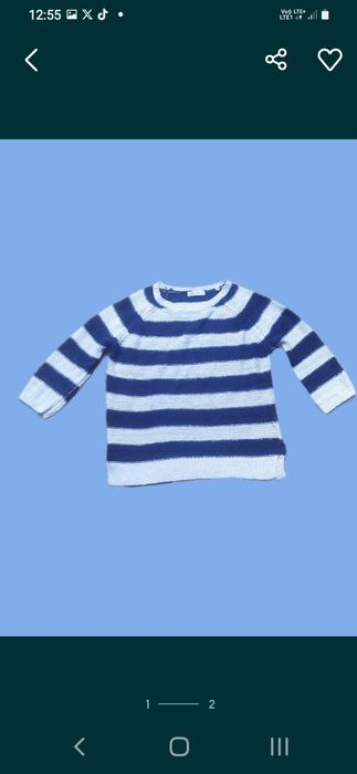 Sweter w paski z rękawem 3/4