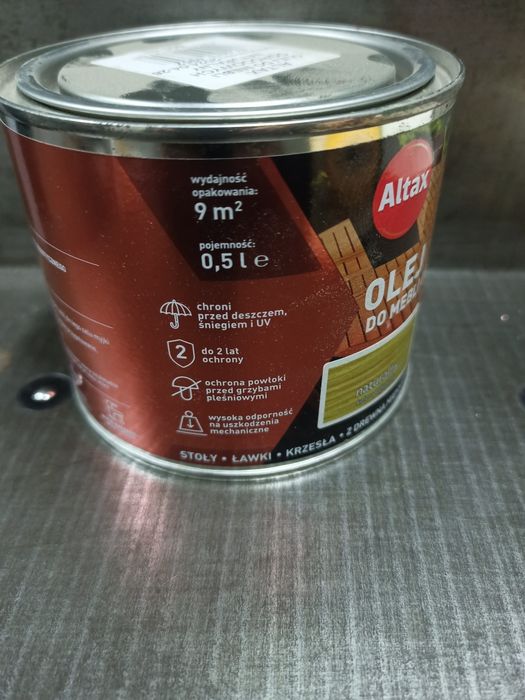 Olej do Mebli ogrodowych ALTAX 9 puszek po 0,5 litra warto !!