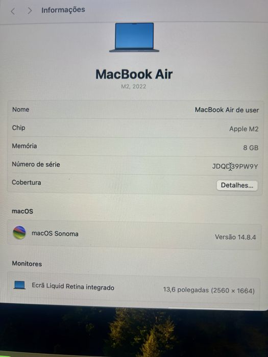 Macbook Air M2 - 3 anos garantia loja