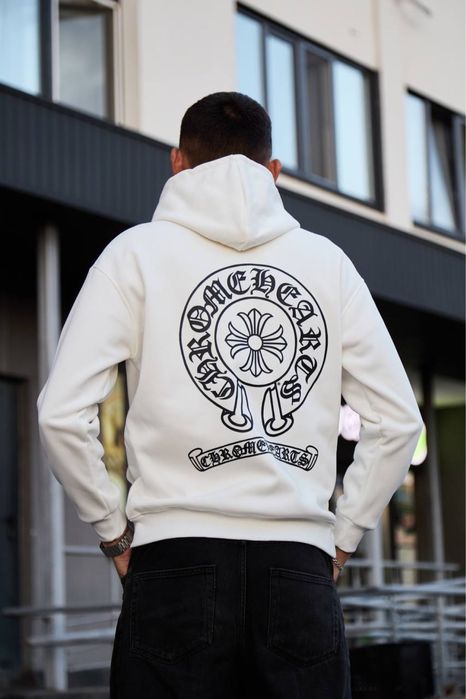 Чоловіче біле худі на флісі ChromeHarts