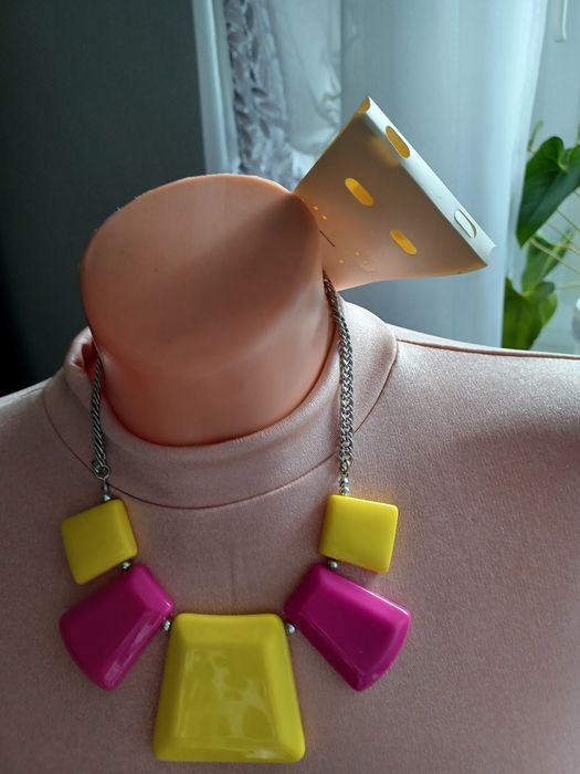 Naszyjnik żółto bordowy