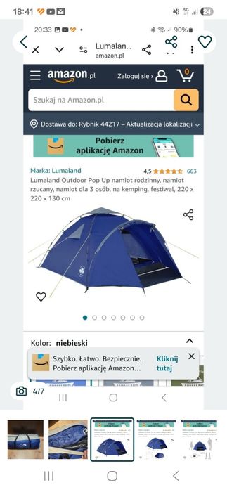 Namiot raz rozłożony na działce