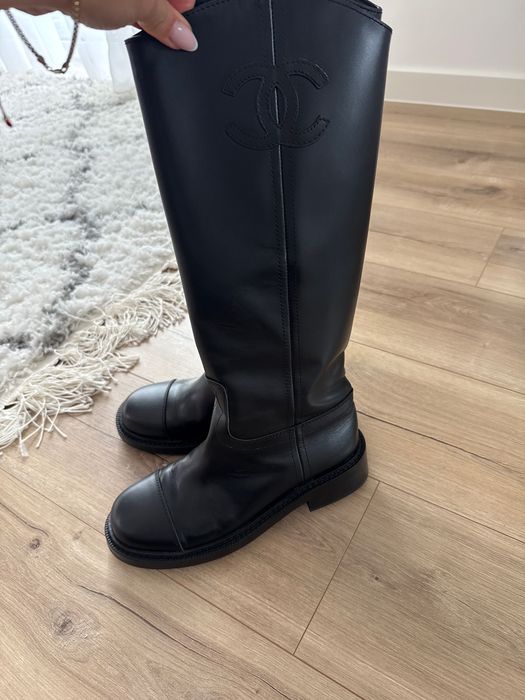 Buty kozaki skóra naturalna chanel 39