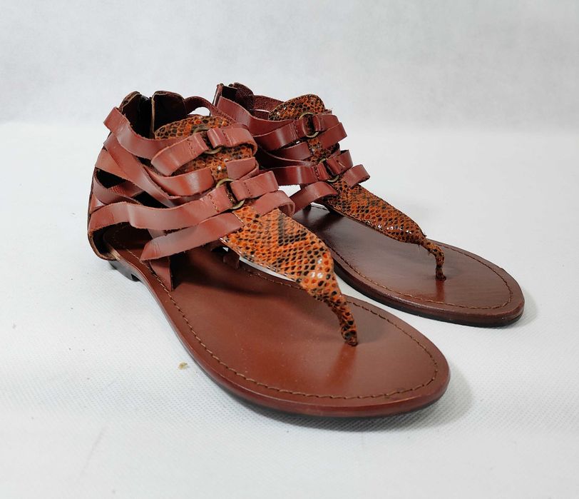 Sandały skórzane rzymianki z zakrytą piętą SOFT GREY 36 23,5cm BD0047