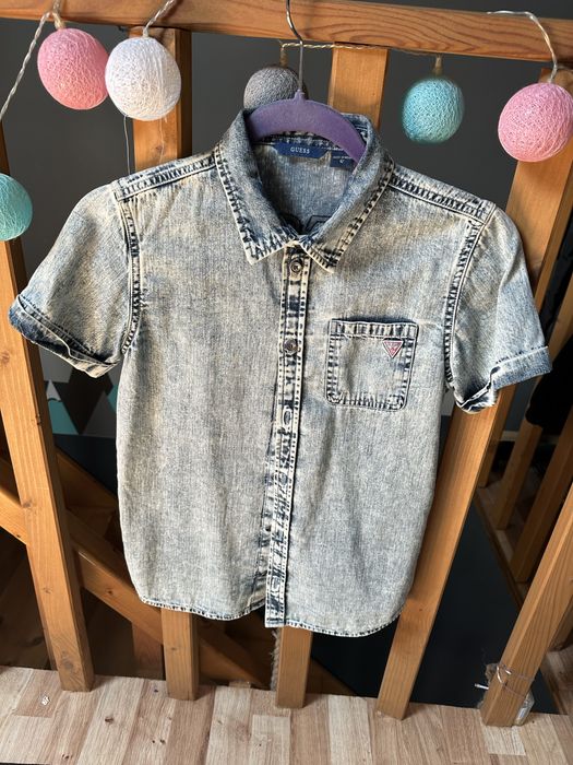 Koszula guess logo nadruk chłopięca 146 152 krótki rekaw jeansowa