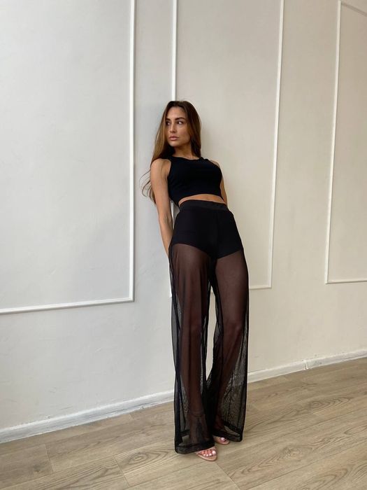 Брюки штани сітка широкі палаццо кльош для танців хілс high heels pole