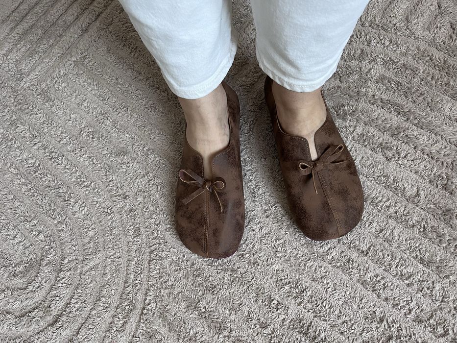 Mary Jane szerokie okrągłe noski mokasyny r.37 wkł.24cm barefoot kokarda
