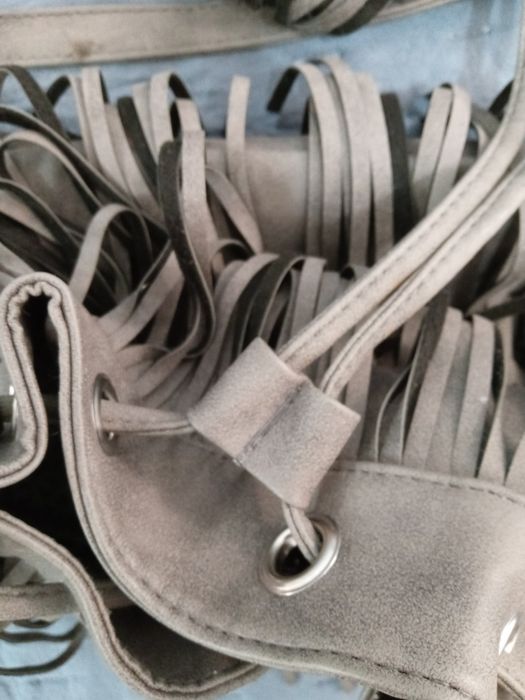 Torebka worek z frędzlami, boho