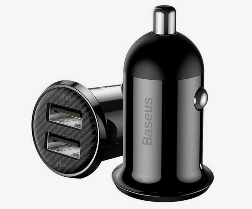 Baseus Ładowarka Samochodowa Grain Pro (Dual USB 4.8A ) Black Nowa GW