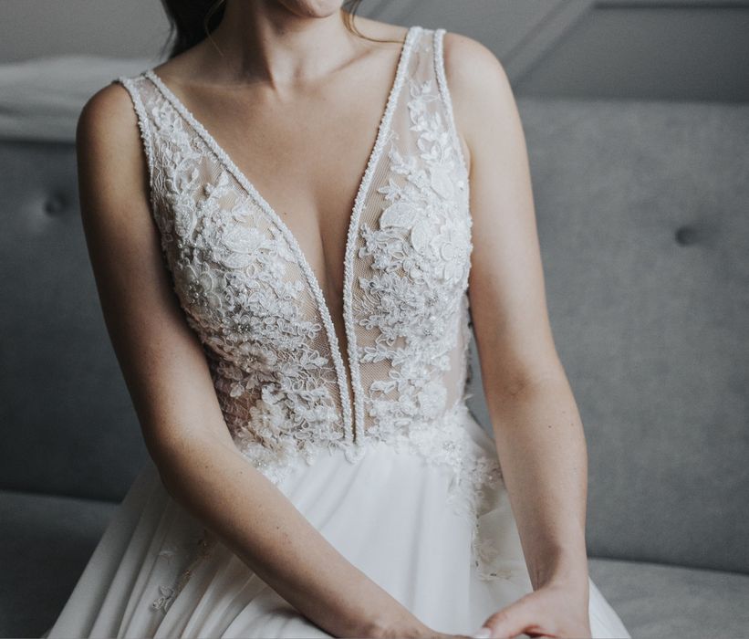 Suknia ślubna ivory M długa 180cm+6cm dla wysokich kobiet, możliwość skrócenia