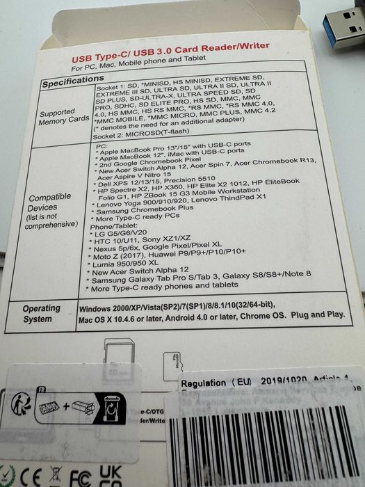 DSRKE Czytnik kart SD USB 3.0 C iPhone iPad MacBook android Win
Marka: