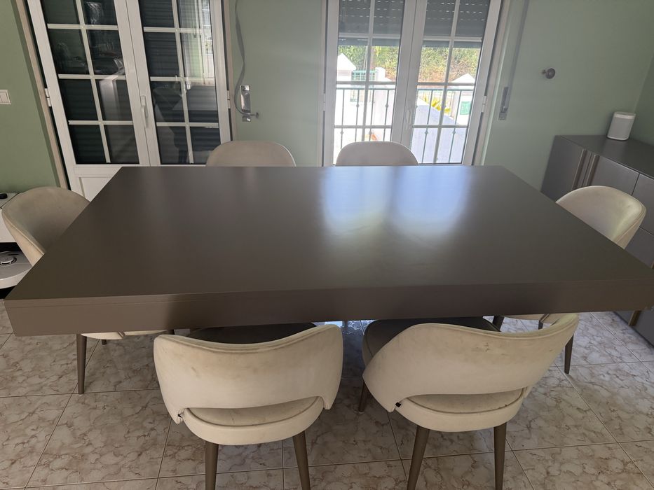 Mesa de Jantar Extensível LASKASAS com 6 Cadeiras