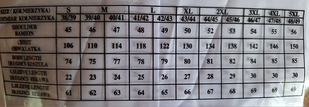 Biała koszula męska z krótkim rękawem roz. 40/41