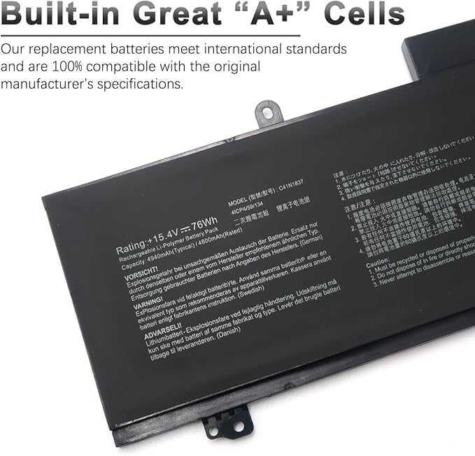 Bateria C41N1837 do ASUS ROG Zephyrus 76Wh 4940mAh 852