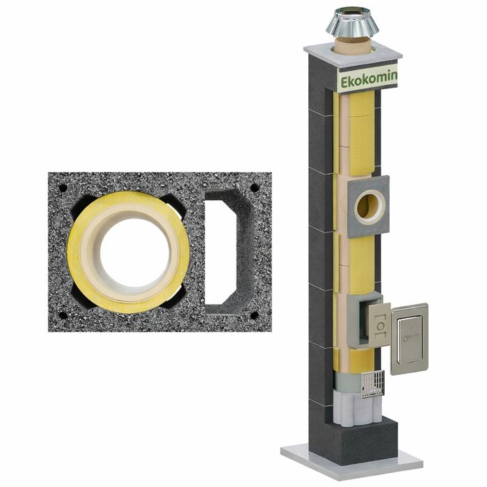 Komin systemowy ceramiczny fi 200 z wentylacja. Izolowany.