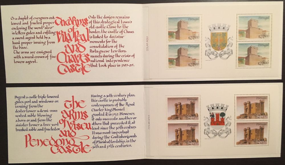 mini carteiras de selos de Portugal - anos 80