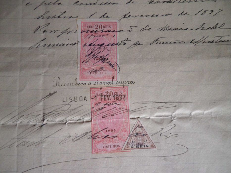Documento / Manuscrito Selado com 3 Selos , ano 1897