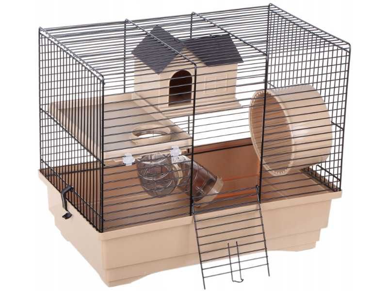KLATKA dla CHOMIKA myszek GRYZONI z tunelem +kołowrotek domek KUWETA