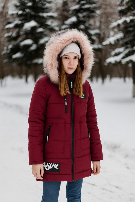 Зимовий пуховик зимова куртка на дівчинку 10-12 років 134-146