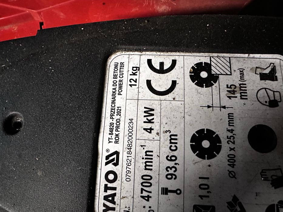 Przecinarka do betonu Yato Yt84820 pozsotałości