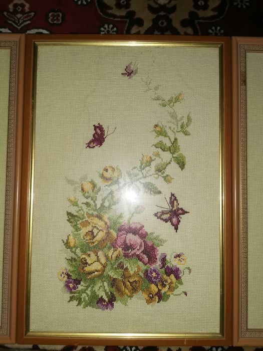 Вишивка хрестиком триптих "Польові квіти"