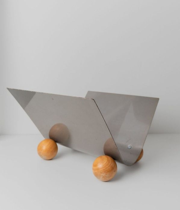 Duży stojak gazetnik metalowy vintage space age lata 80 unikat Ikea