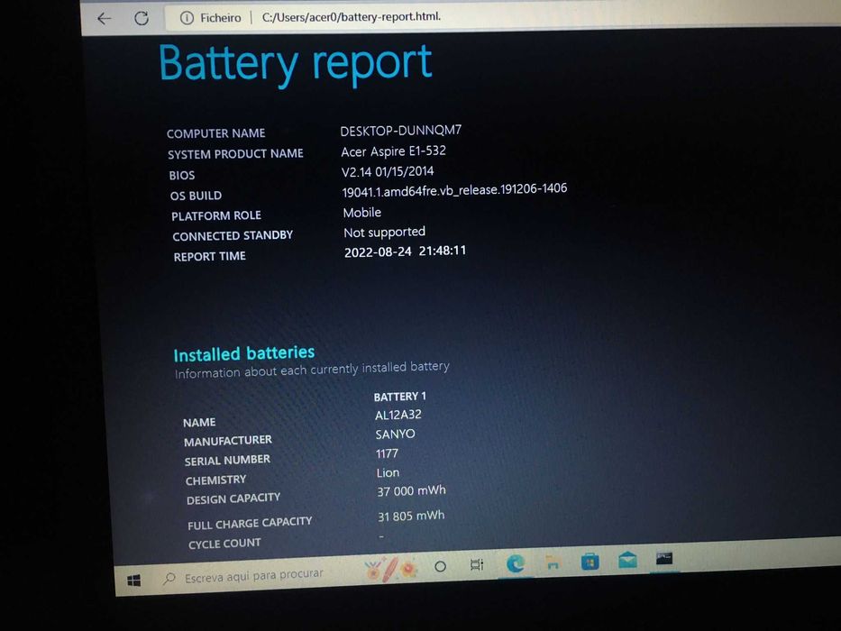 Acer E1-532 com carregador e bolsa