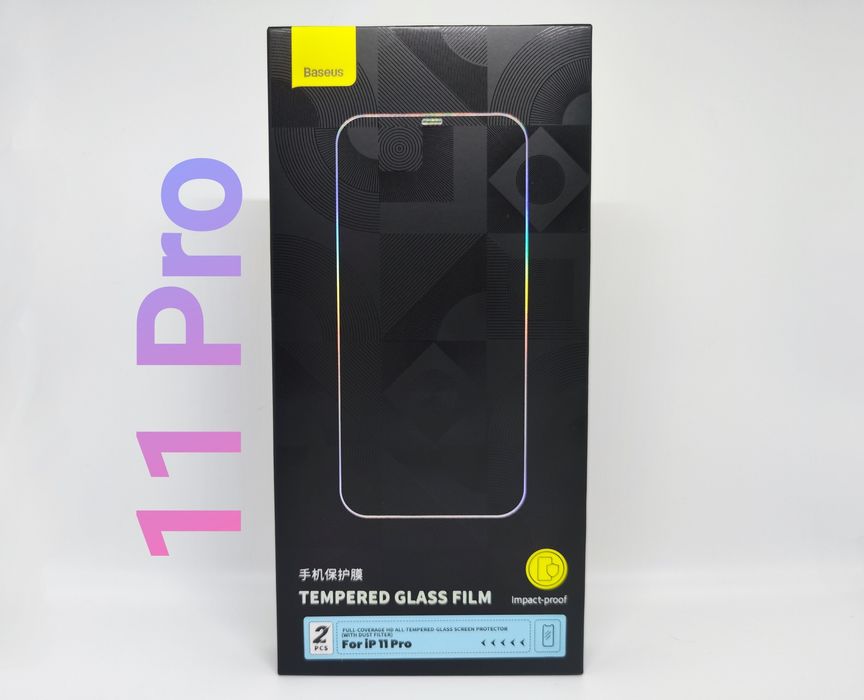 Apple iPhone 11 Pro. Baseus 2 захисних скла із сіточкою для динаміка