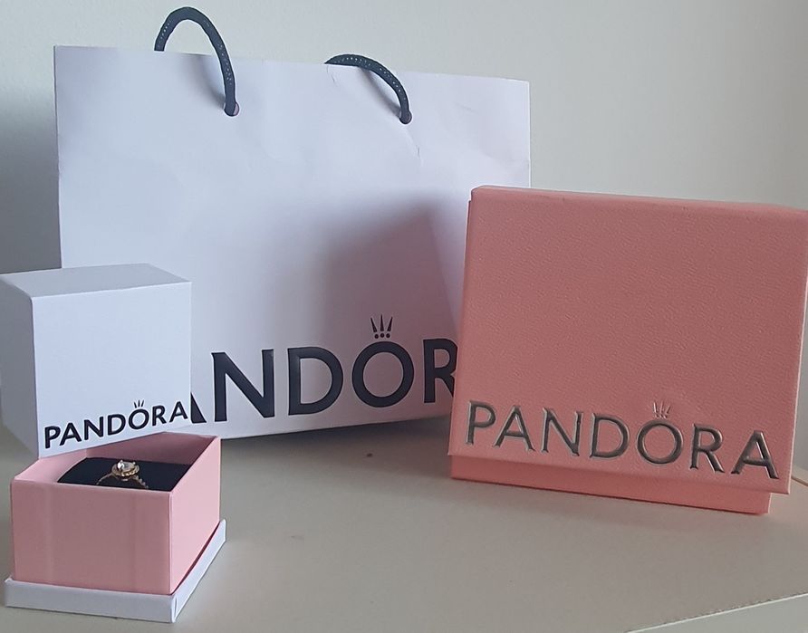 Anel Pandora Brilhante Dourado | Novo na Caixa Original