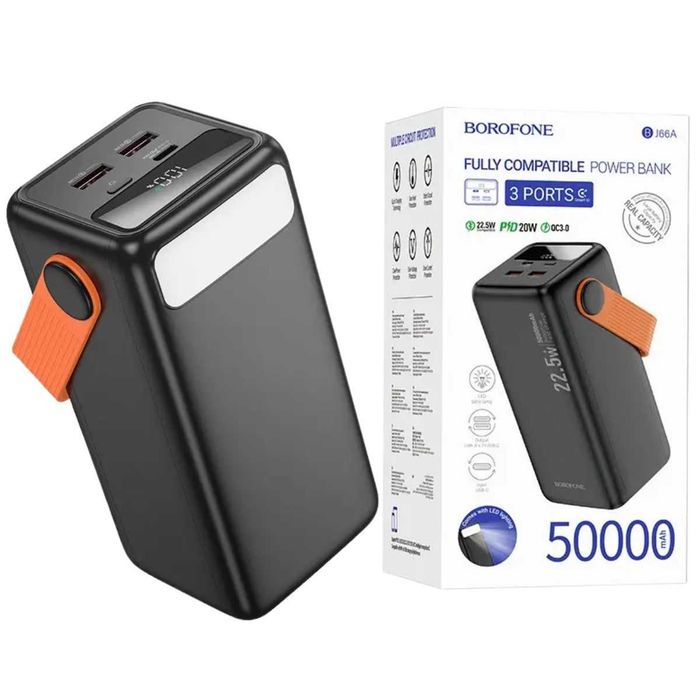 Павербанк 50000 mah повербанк 50000 зі швидкою зарядкою BOROFONE BJ66A павер банк 50000 повер банк для роутера купить повербанк ОПТ павербанки оптом