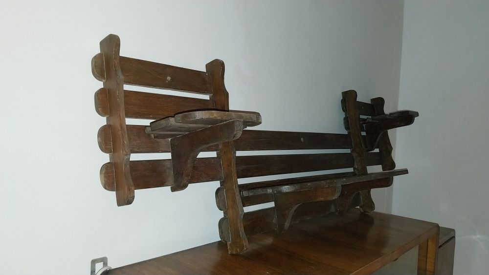 Stara półka PRL,czarna i brązowa.