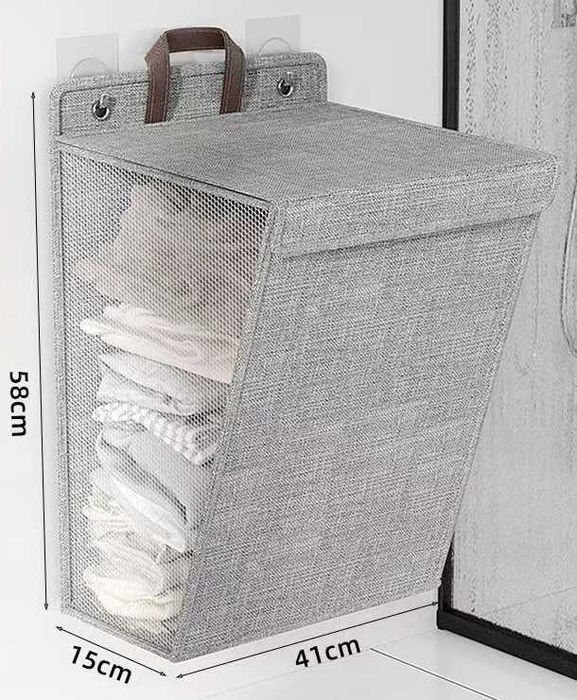 Podwieszany Kosz na Pranie Zabawki bez Wiercenia Samoprzylepne 35L