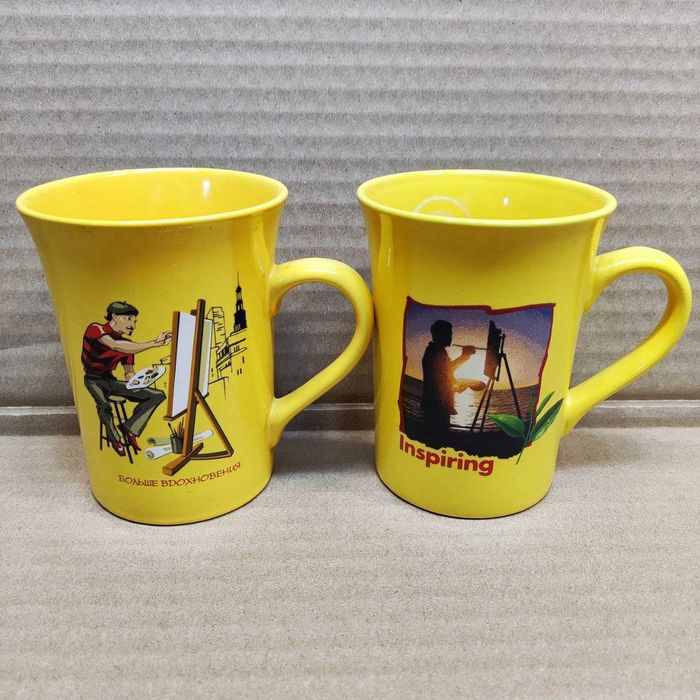 Чашки чайные парные с рисунками 300 мл. Цена за 2 шт.