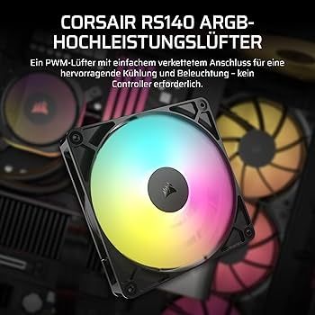 Ventoinha/Fan PC 140mm Corsair 2100RPM RS140 ARGB 4 Pinos PWM Preta